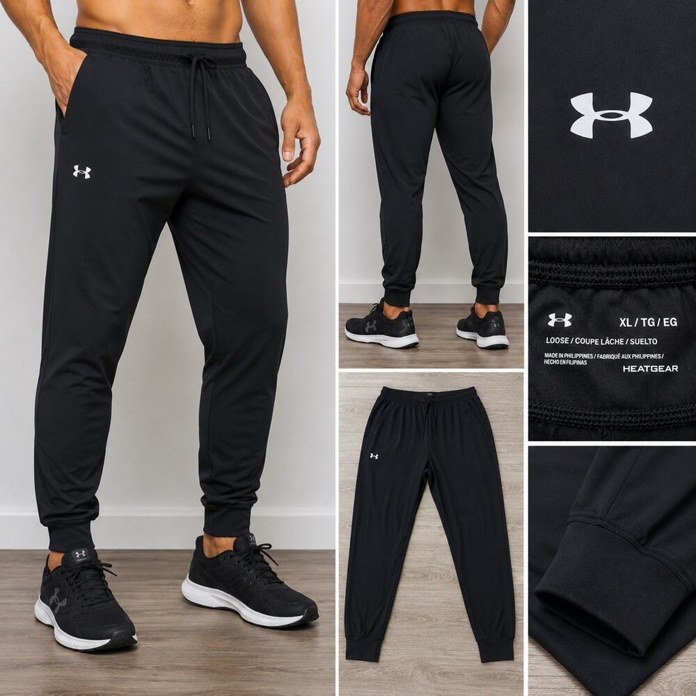 Under Armour HeatGear Jogger Pants Men’s XL Black Stretch Athletic Active